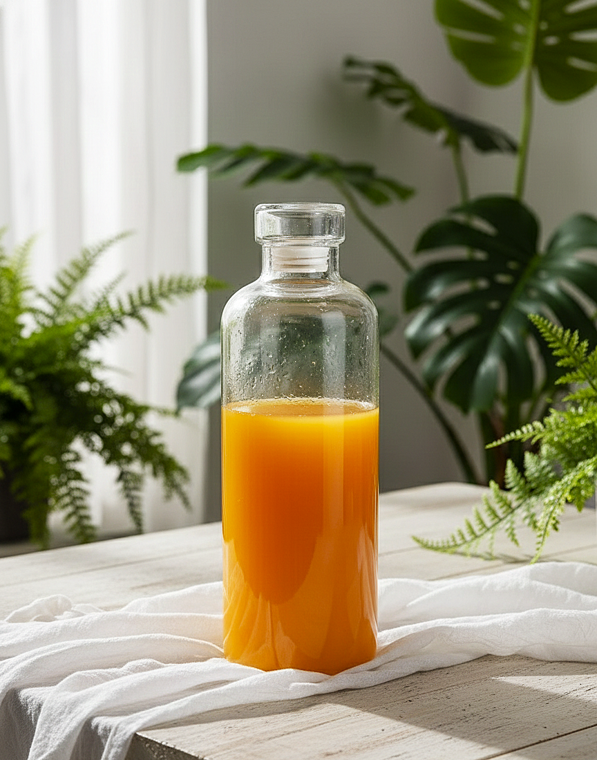 Clear Glass Drinking Bottle with Glass Airtight Lid – Freshness in Every Pour