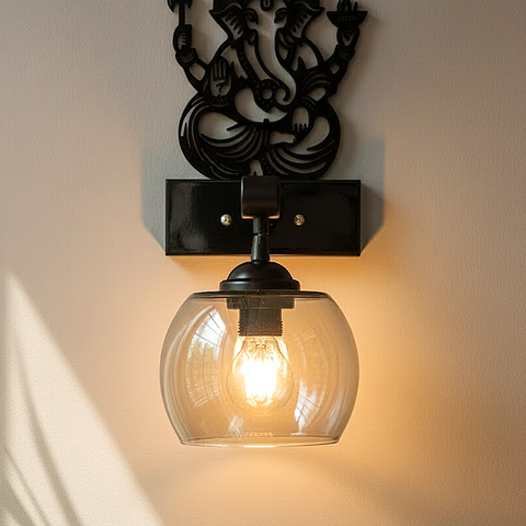 Ganesha-Inspired Decorative Wall Lamp (Black)