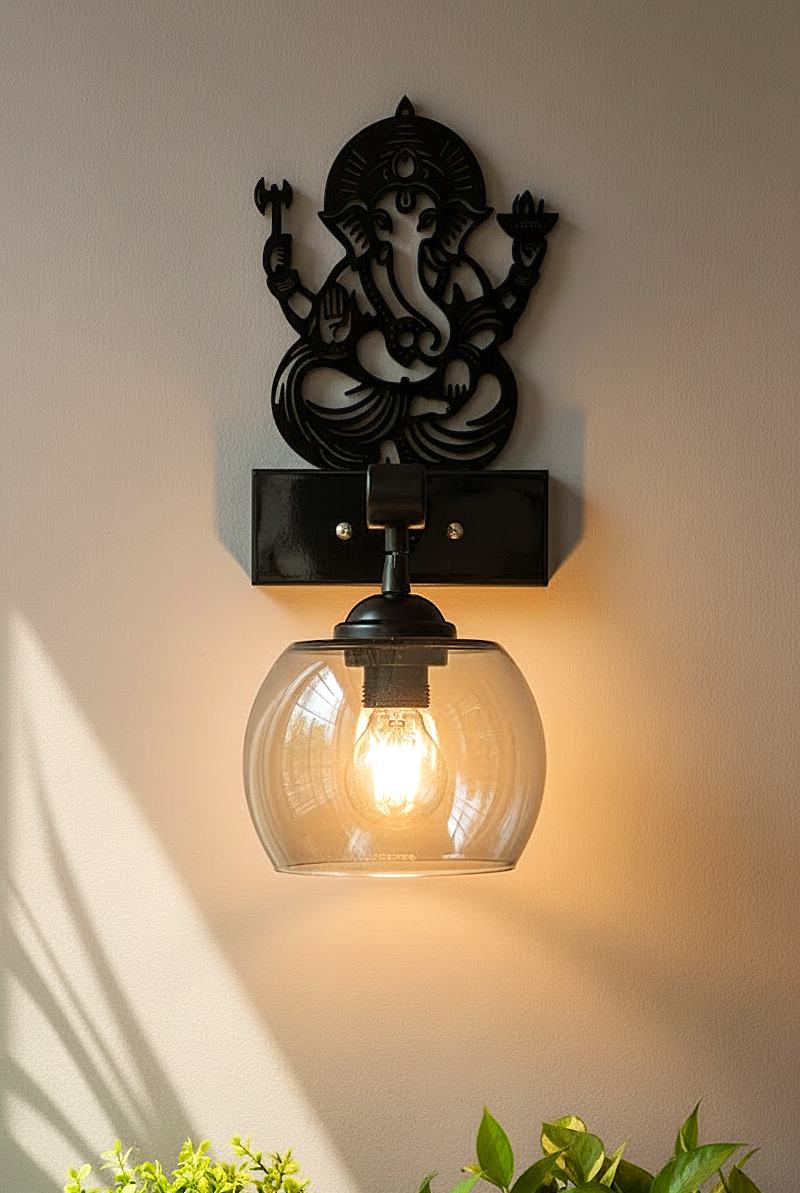 Ganesha-Inspired Decorative Wall Light (Dark)