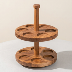 Art of Glass Premium 12-Piece Glass Spice Jar Set with 2-Tier Wooden Stand | Aesthetic Countertop Rotating Spice Organizer with Airtight Wooden Lids