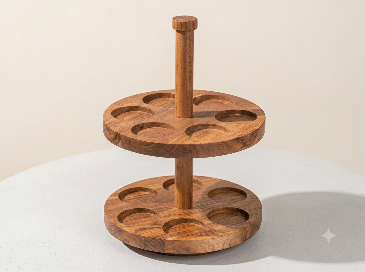 Art of Glass Premium 12-Piece Glass Spice Jar Set with 2-Tier Wooden Stand | Aesthetic Countertop Rotating Spice Organizer with Airtight Wooden Lids