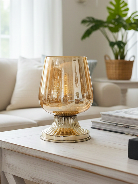 ✨ Amber Glow Pedestal Glass Vase