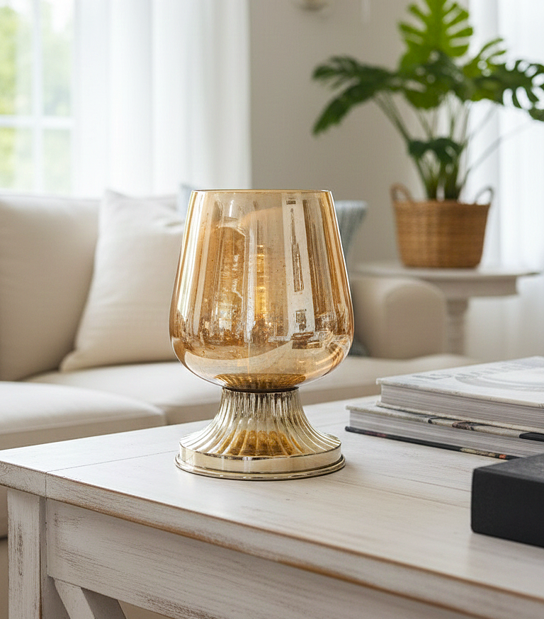 ✨ Amber Glow Pedestal Glass Vase