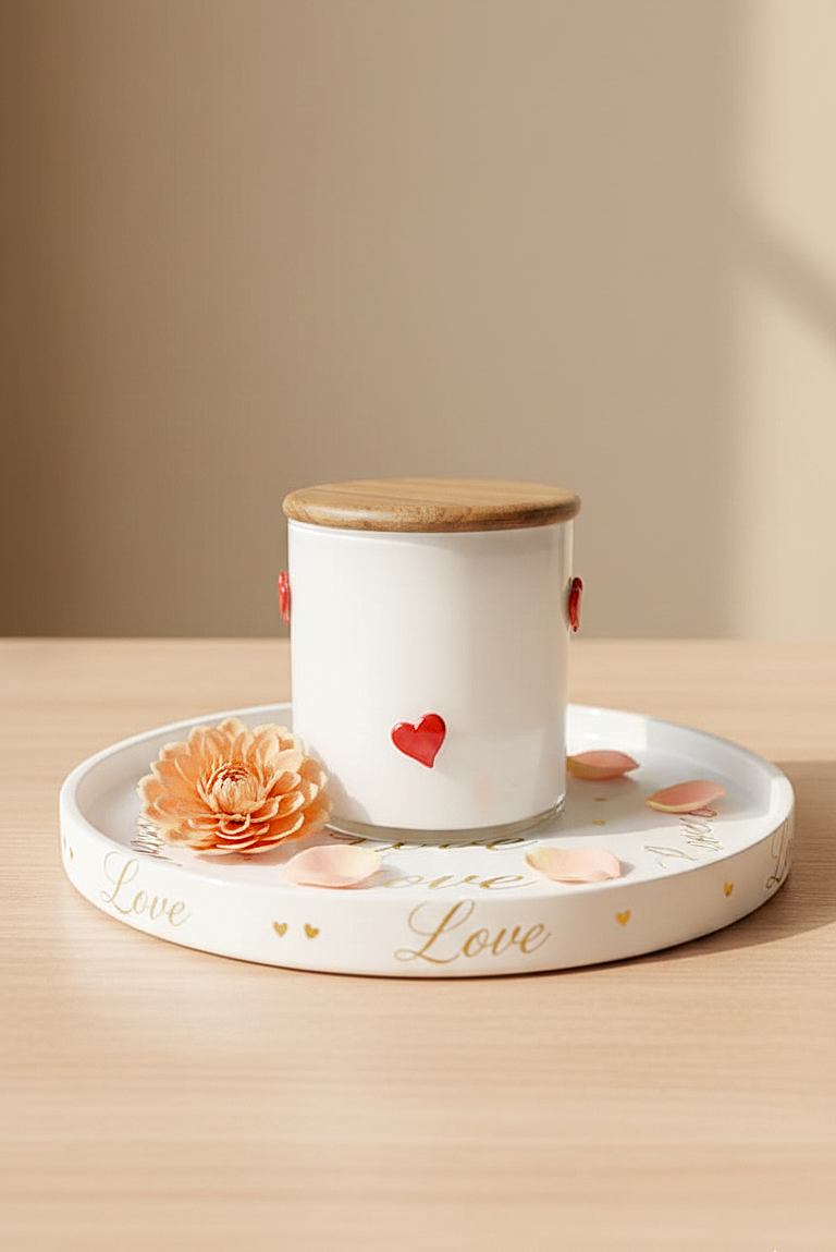 Heart-Detail Glass Soy Wax Candle