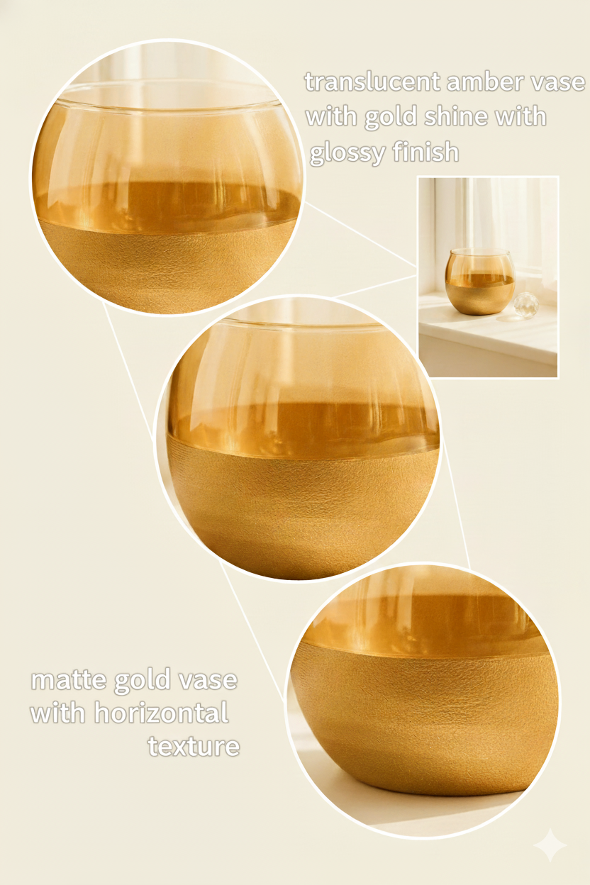Frosted Gold Glass Flower Vase