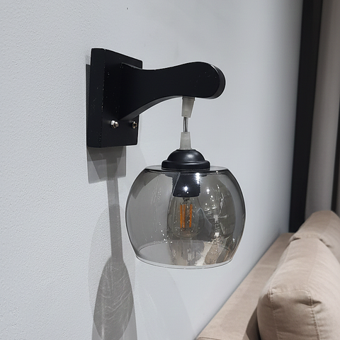 Black Lustrous Smoked Glass Downside Wall lamp