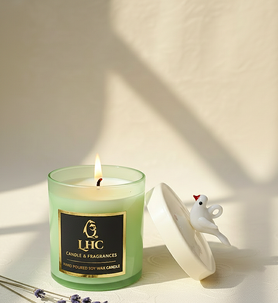 Luxury Black Glass Soy Wax Candle with Wooden Lid