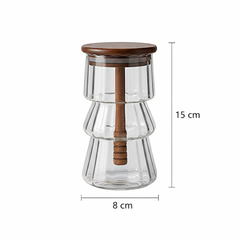 PureDrip Glass Honey Dispenser with Wooden Lid
