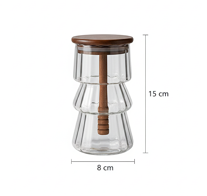 PureDrip Glass Honey Dispenser with Wooden Lid