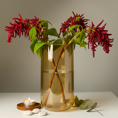 Golden Amber Tall Glass Vase