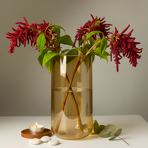 Golden Amber Tall Glass Vase