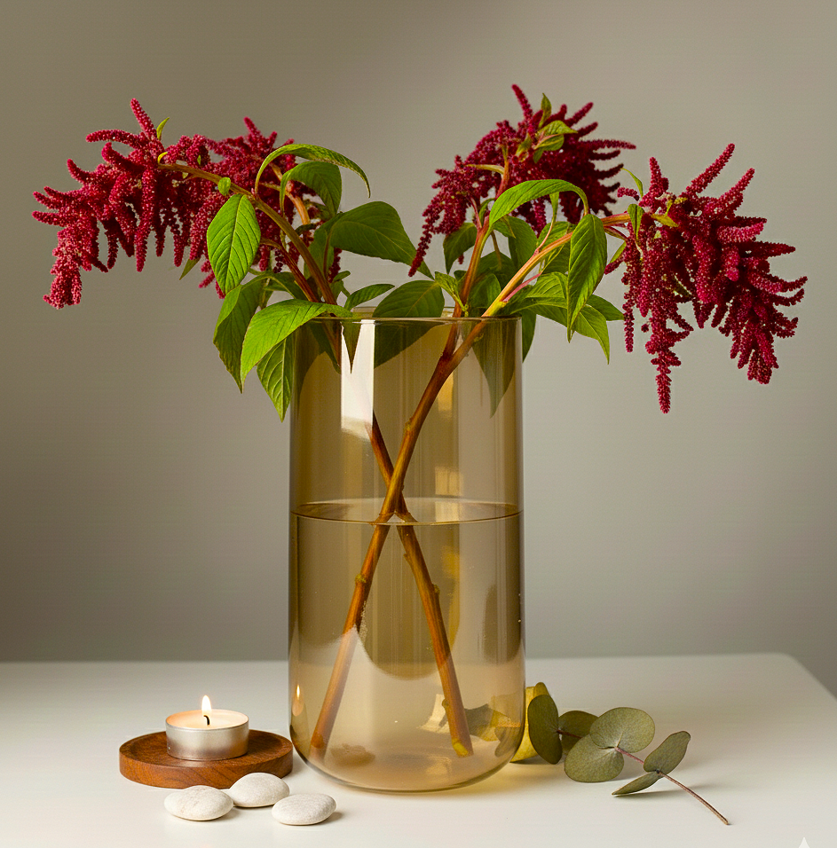 Golden Amber Tall Glass Vase