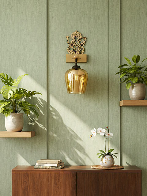 Ganesha-Inspired Decorative Wall Light(Gold)