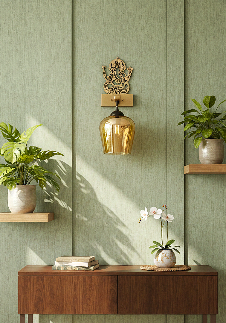 Ganesha-Inspired Decorative Wall Light(Gold)