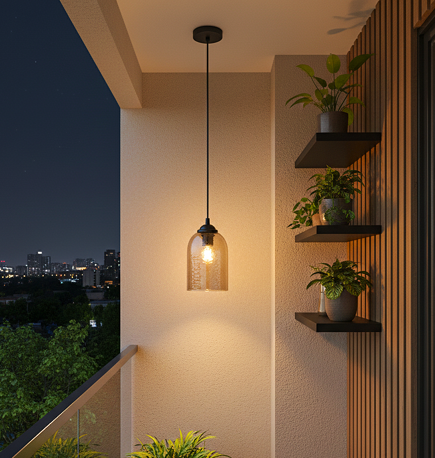 Warm Lustrous Hammered Glass Hanging Pendant Lamp ( Brown)