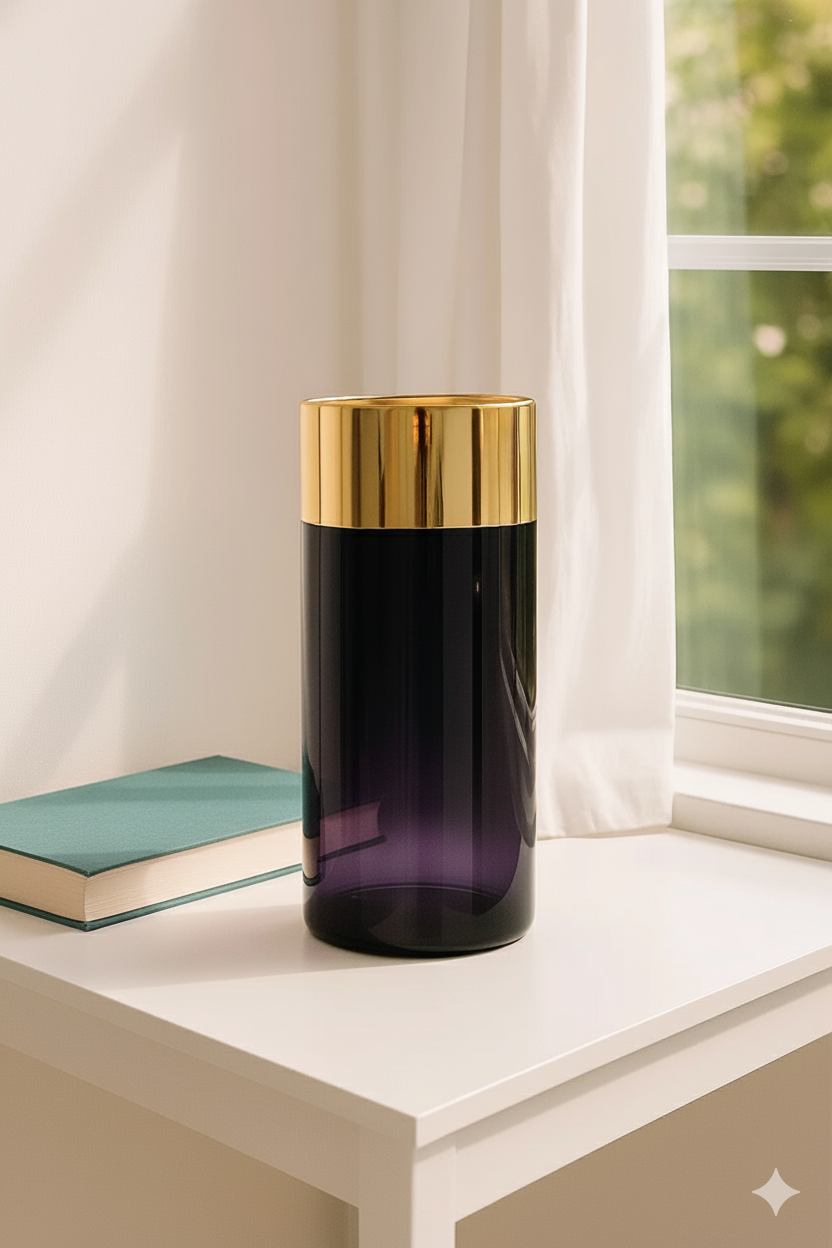 Black & Gold Luxe Cylinder Vase