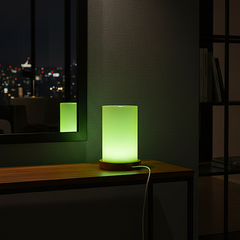 Modern Frosted Green Ambient Table Lamp With Wooden Base (Green)
