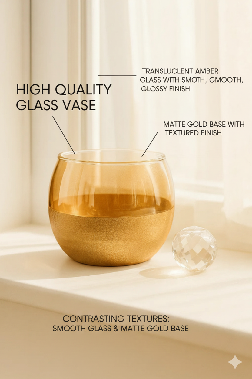 Frosted Gold Glass Flower Vase