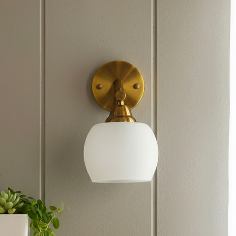 Aurora Brass Frosted White Glow Wall Lamp