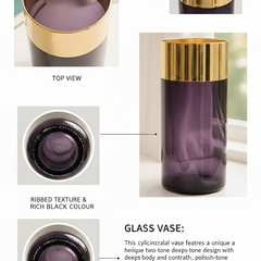 Black & Gold Luxe Cylinder Vase