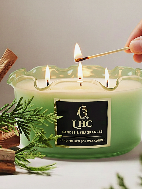 Luxury Green Glass Soy Wax Candle (3-Wick)