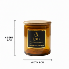 Golden Aura Luxury Soy Wax Candle with Wooden Airtight Lid (Amber)