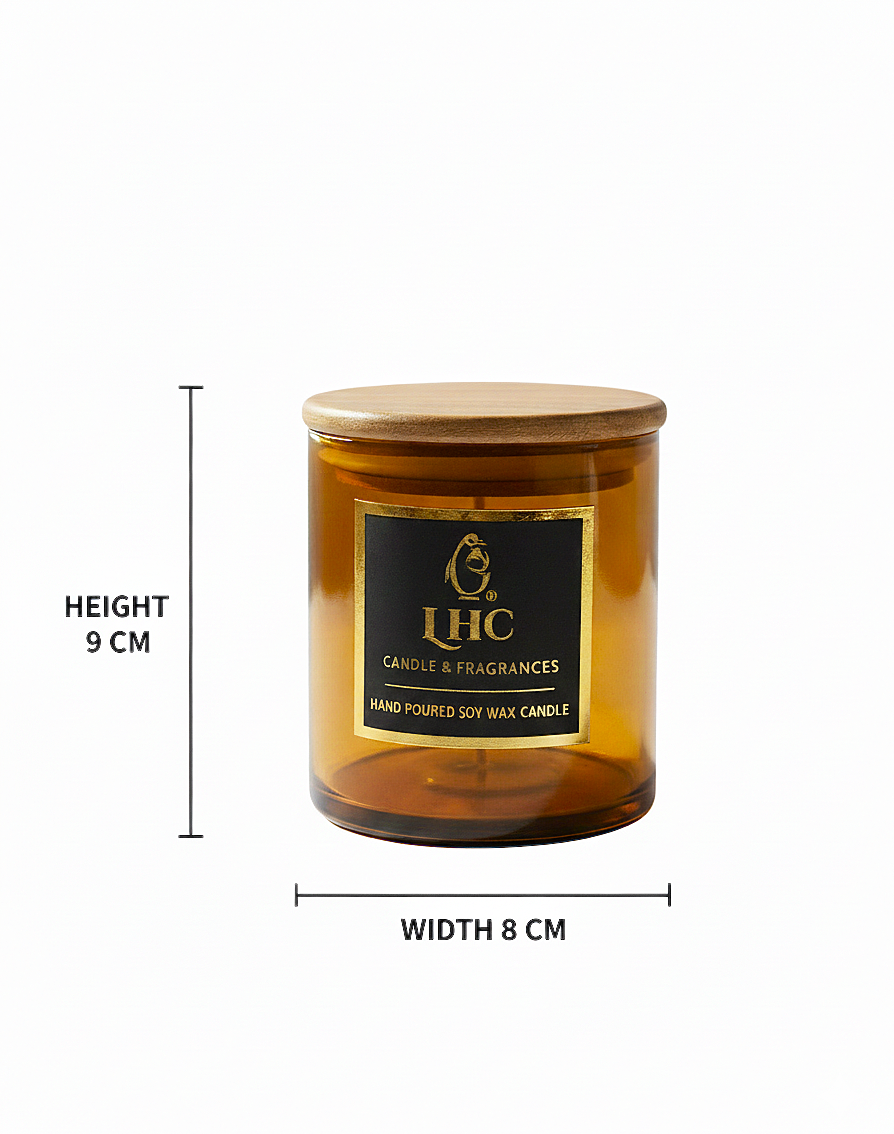 Golden Aura Luxury Soy Wax Candle with Wooden Airtight Lid (Amber)