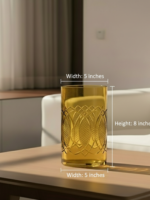 Golden Aura Cutwork Glass Vase