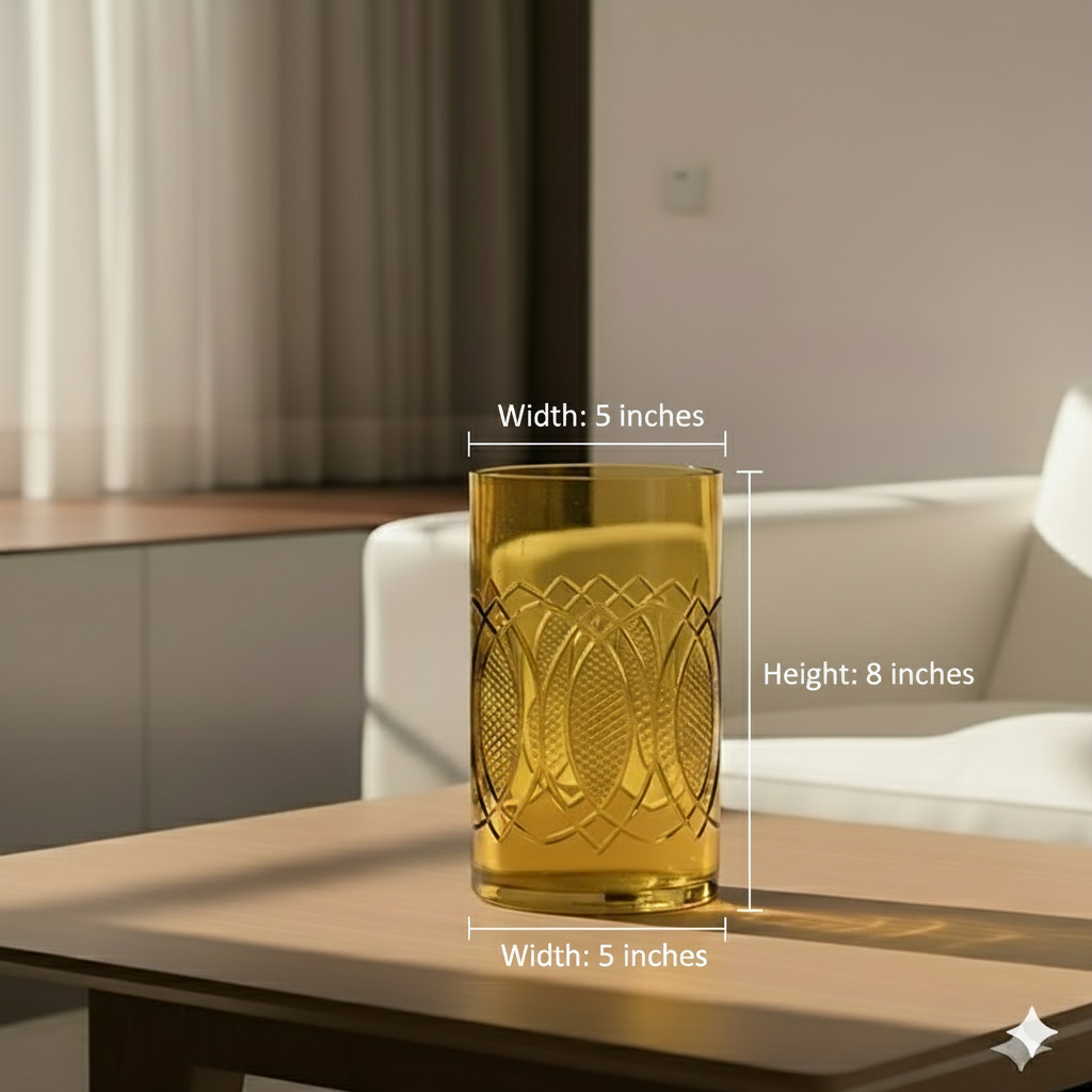 Golden Aura Cutwork Glass Vase