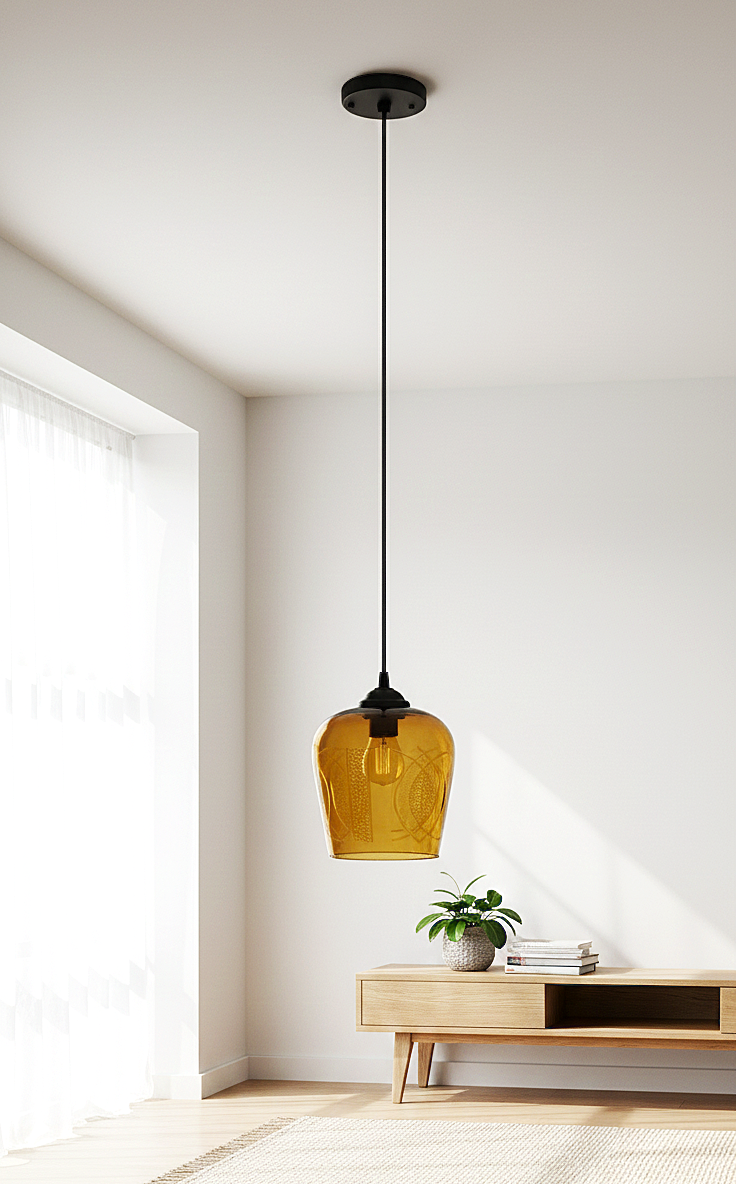 Amber Glass Pendant Hanging Light