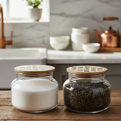 EcoSeal Glass Storage Jars with Wooden Lids (Set of 2)