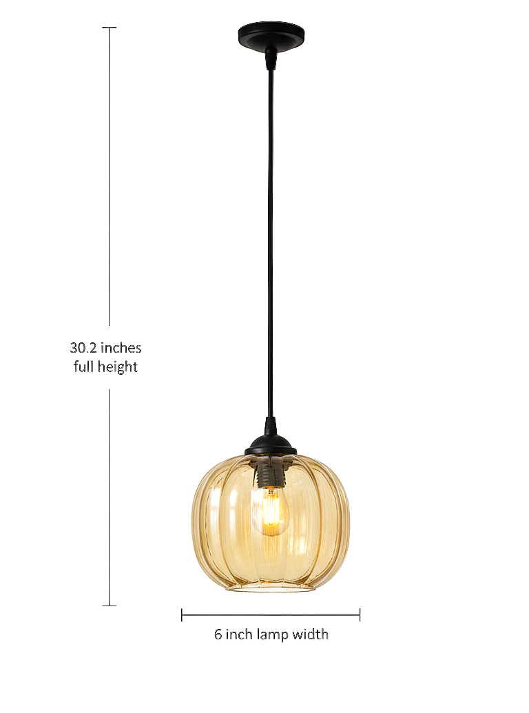 Amber Glow Ribbed Pendant Light