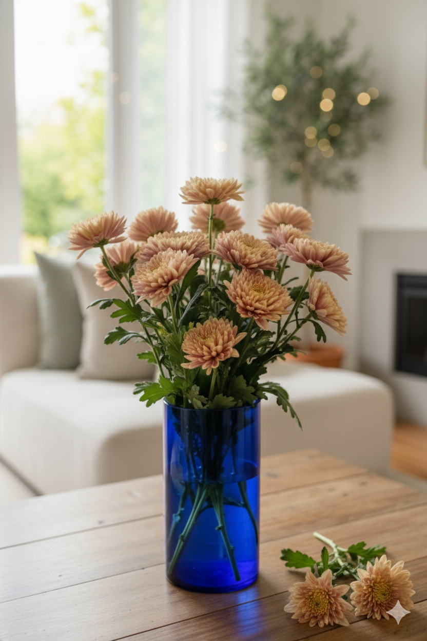 Azure Bloom Glass Vase (Blue)