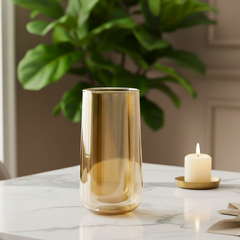 Golden Amber Tall Glass Vase
