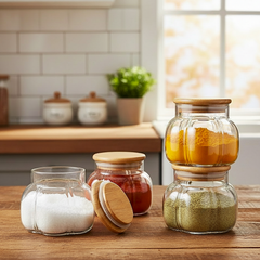 Premium Ribbed Glass Spice Jars [Set of 4]