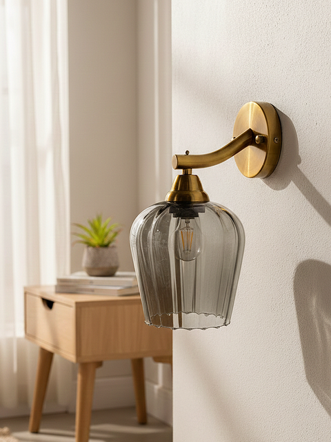 Brass Finish Clear Glass Wall Sconce