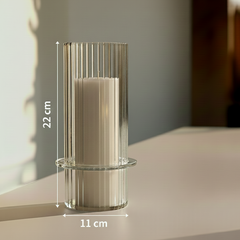 Crystal Ribbed Glass Candle Holders (Set of 2)