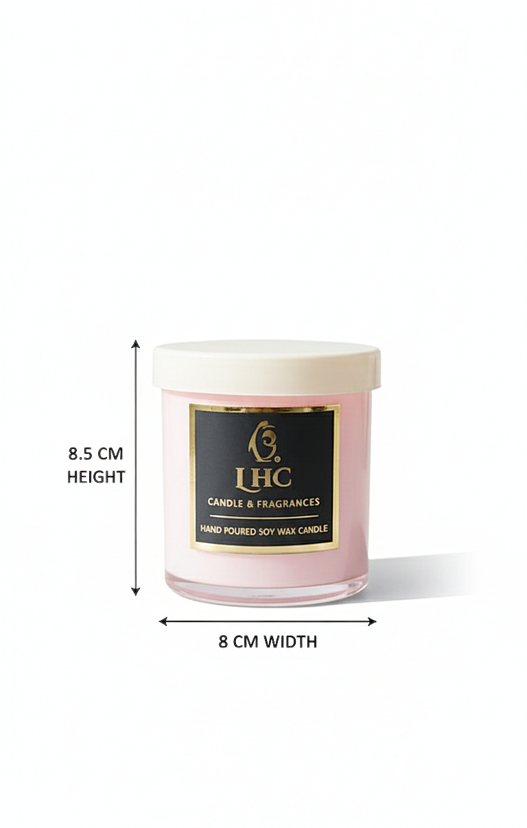 Blush Blossom – Luxury Soy Wax Candle With White Glass Lid (Pink)