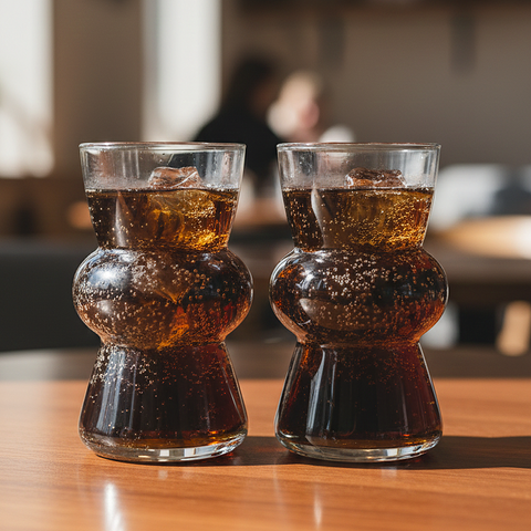 Center Rounded Double-curved Glass Tumblers [Set of 2]