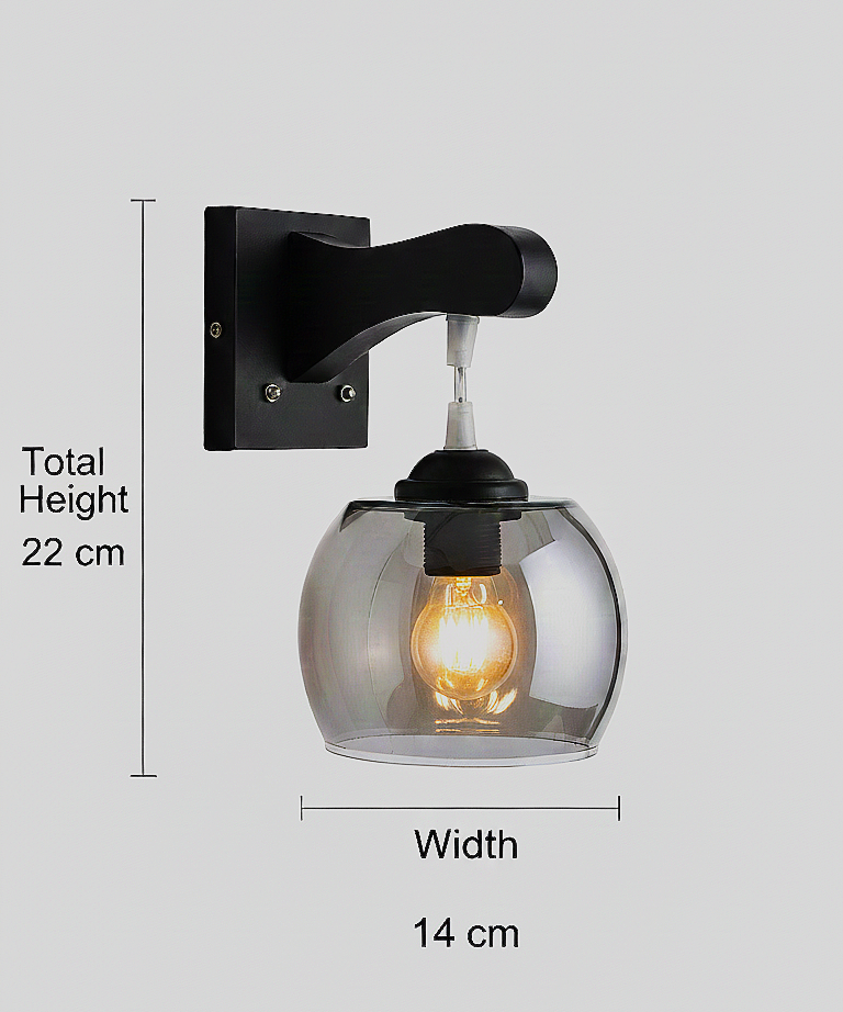 Smoked Glass Wall Light / Wall Sconce
