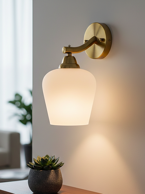 Brass Aura Frosted Wall Sconce