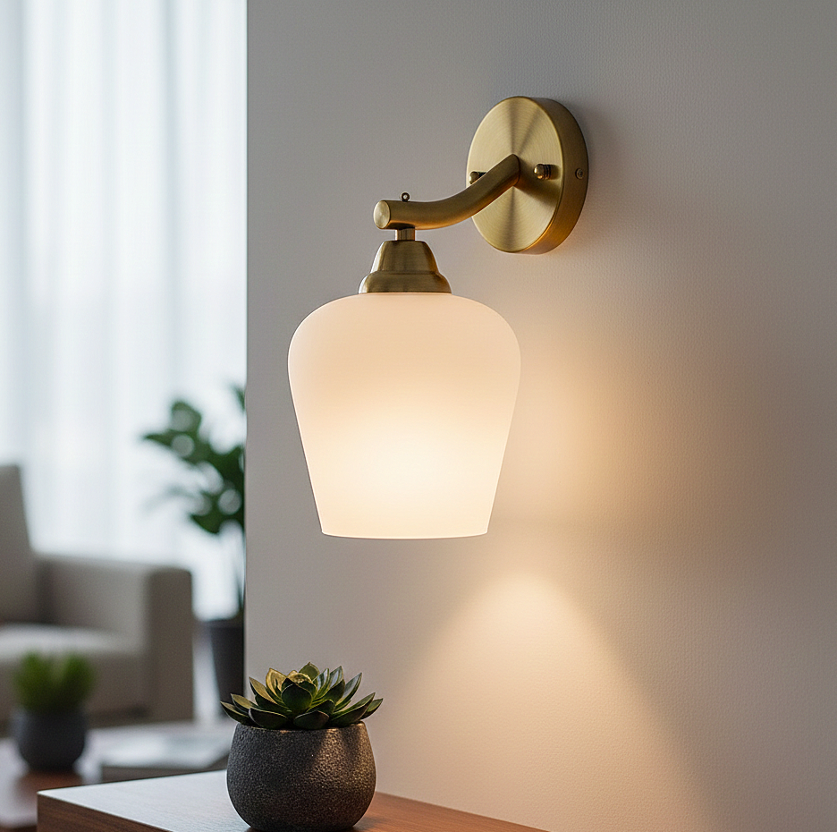 Brass Aura Frosted Wall Sconce