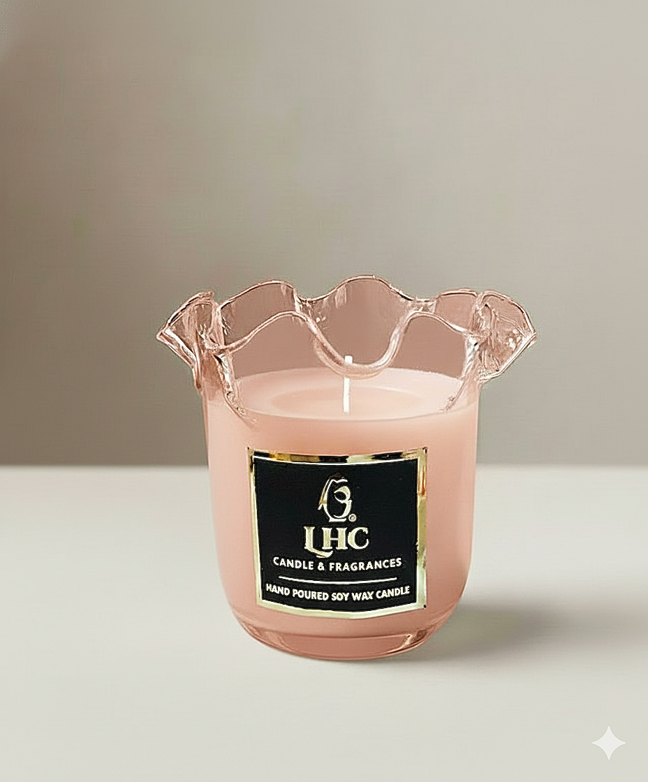 Luxury Blush Pink Glass Soy Wax Candle