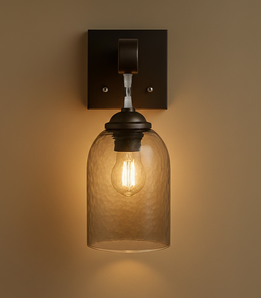 Amber Hammered Glass Wall Sconce(Green)