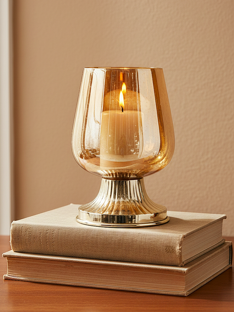 Amber Glow Pedestal Candle Holder