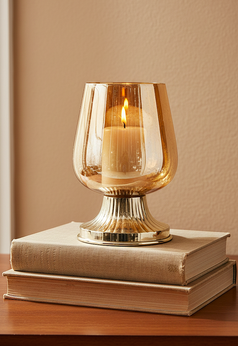 Amber Glow Pedestal Candle Holder