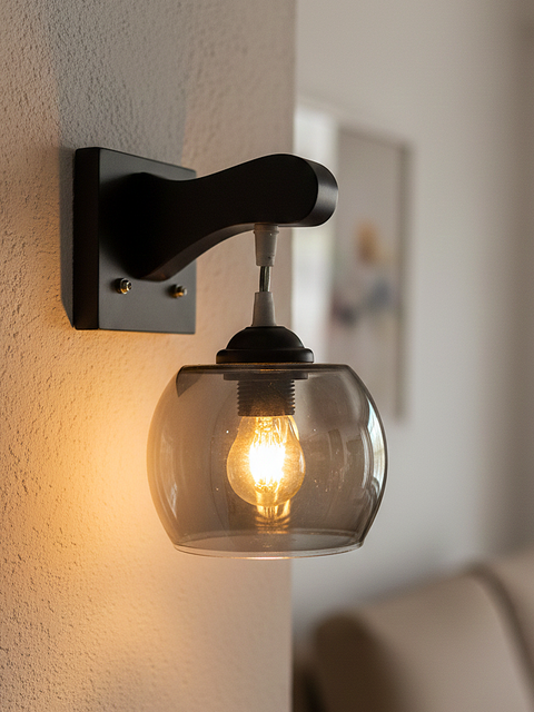 Smoked Glass Wall Light / Wall Sconce