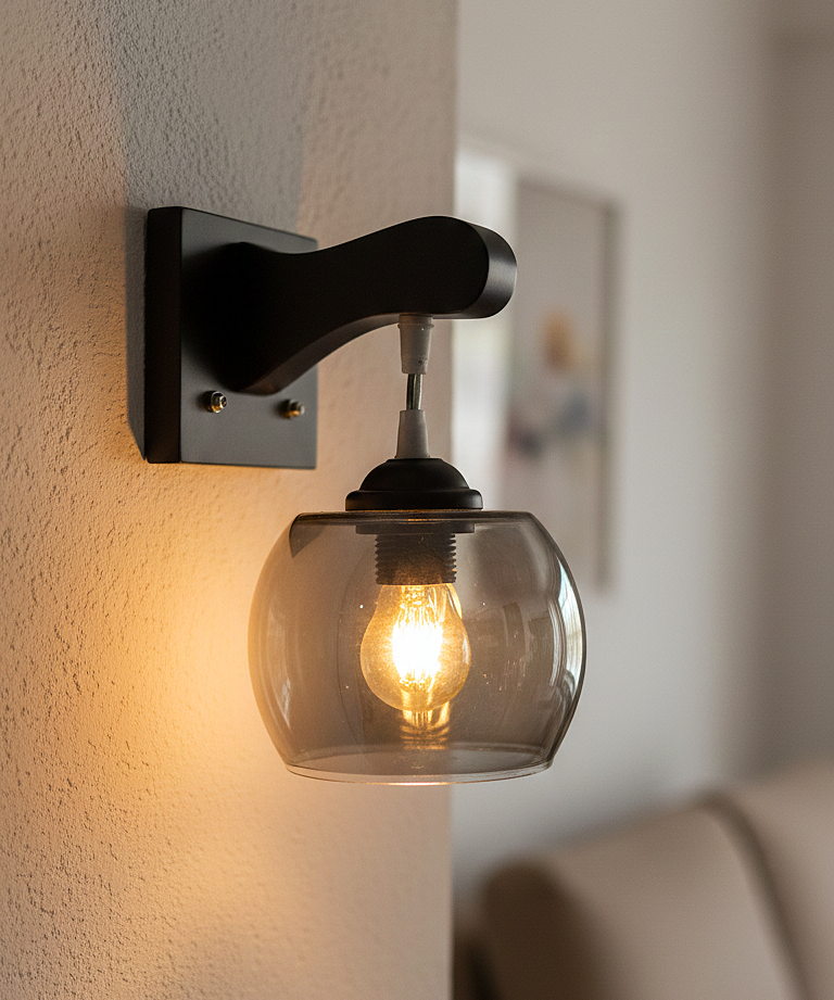 Smoked Glass Wall Light / Wall Sconce