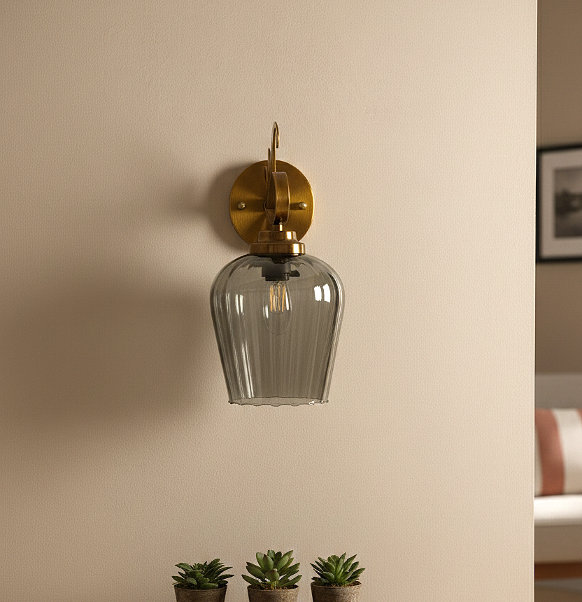 Antique Brass Bell Wall Sconce