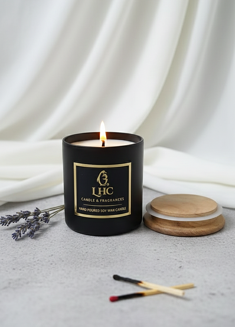 Midnight Matte Black – Luxury Soy Candle With Wooden Airtight Lid [Matte Black]